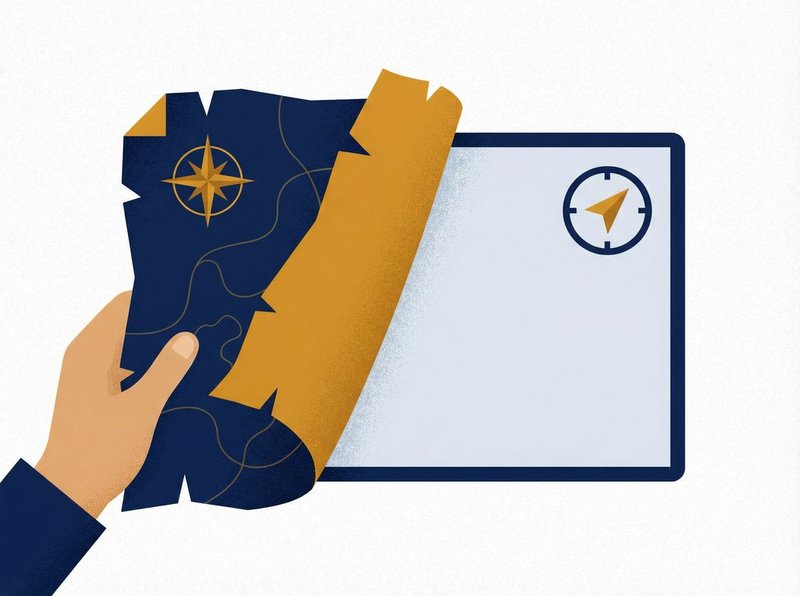 Old map being replaced with a fresh new plan — rethinking goals
