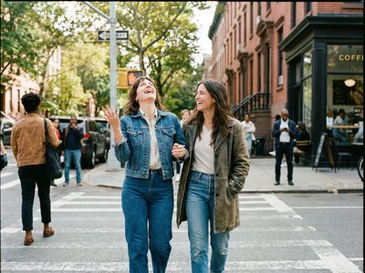 Friends walking and talking — support during life transitions